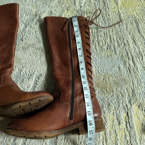 Sofft tall brown cognac leather Sharnell Heel boots lace tie back 8.5 - Picture 8 of 13